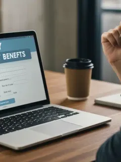 Person applying for unemployment benefits online in 2026