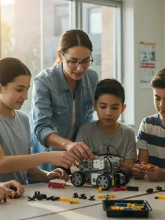 Students engaged in K-12 STEM activity with federal grant impact