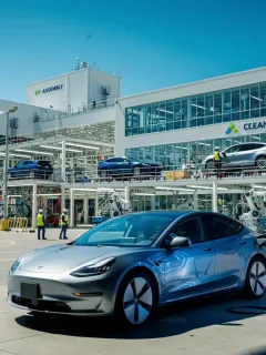Electric vehicle charging at a station, symbolizing federal emissions standards impact on US auto industry