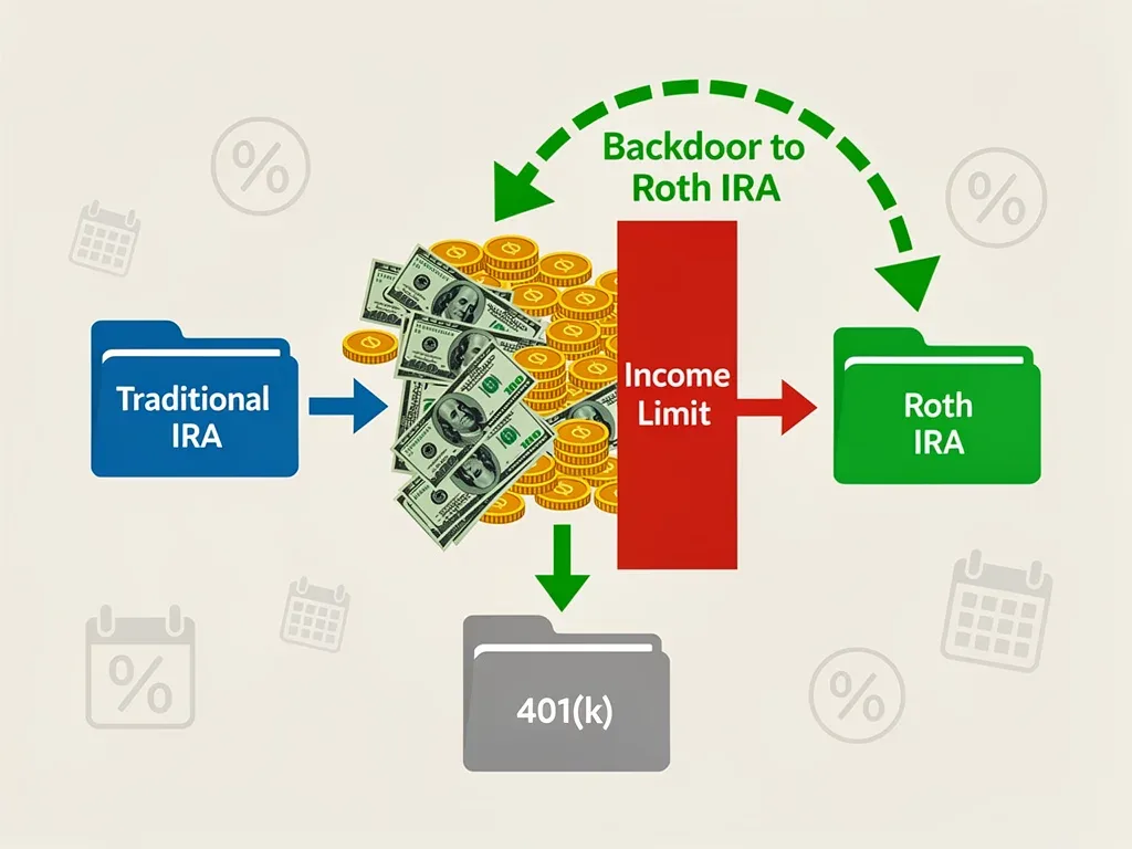 Diagram illustrating the flow of funds in a Backdoor Roth IRA.