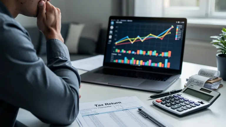 Investor reviewing financial data for tax loss harvesting strategies
