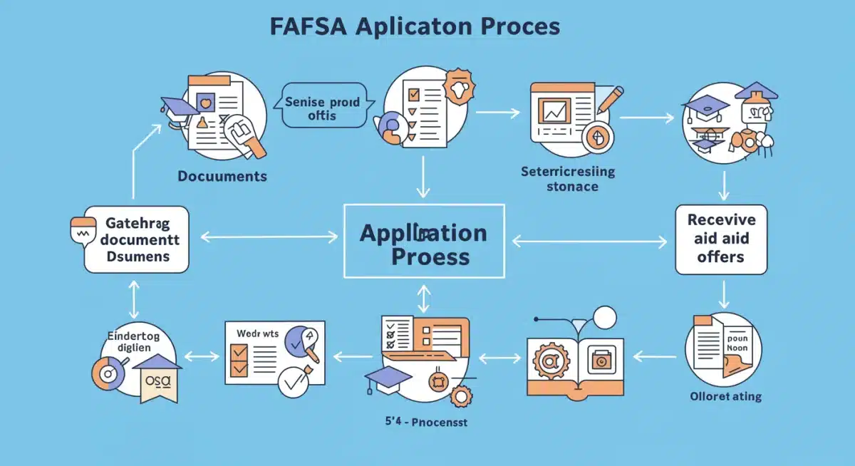 Flowchart depicting the step-by-step FAFSA application process for federal student aid.