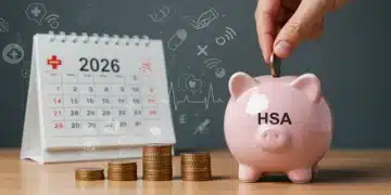 Hand putting coins into an HSA piggy bank for 2026 savings goals