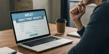Person applying for unemployment benefits online in 2026