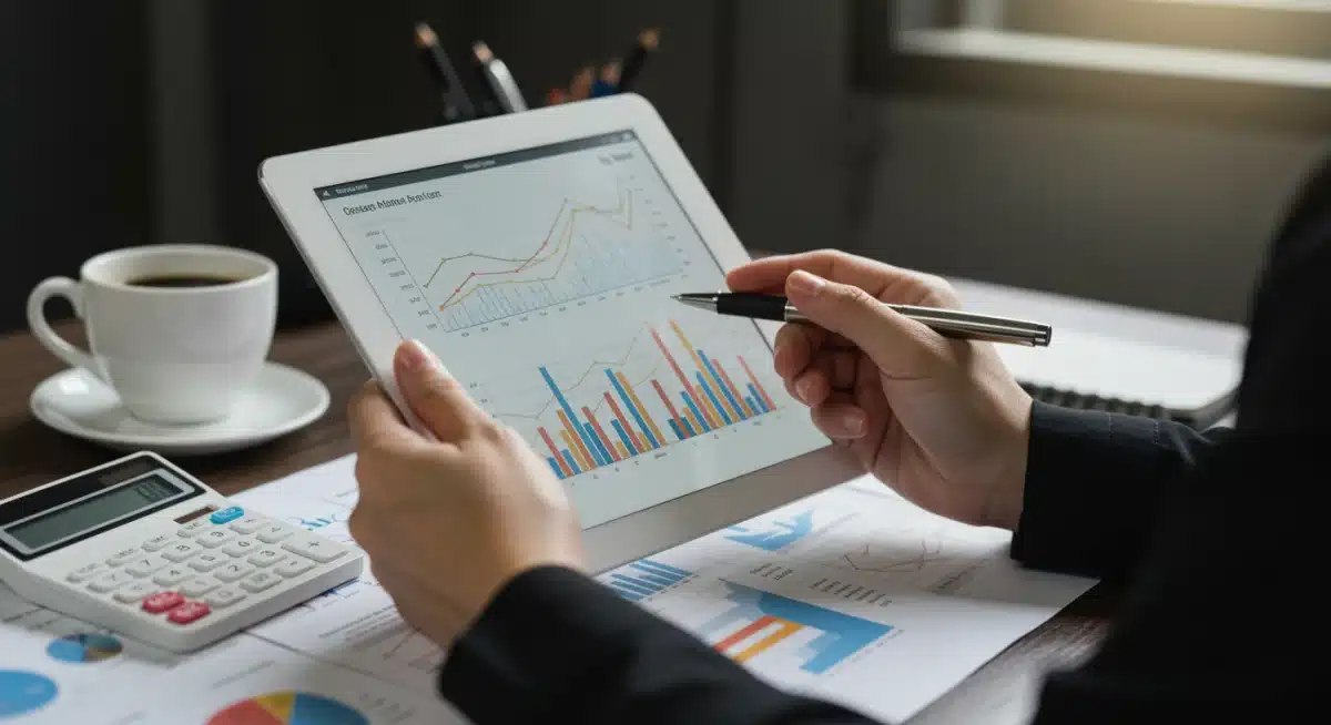 Individual analyzing financial data for 401(k) contributions