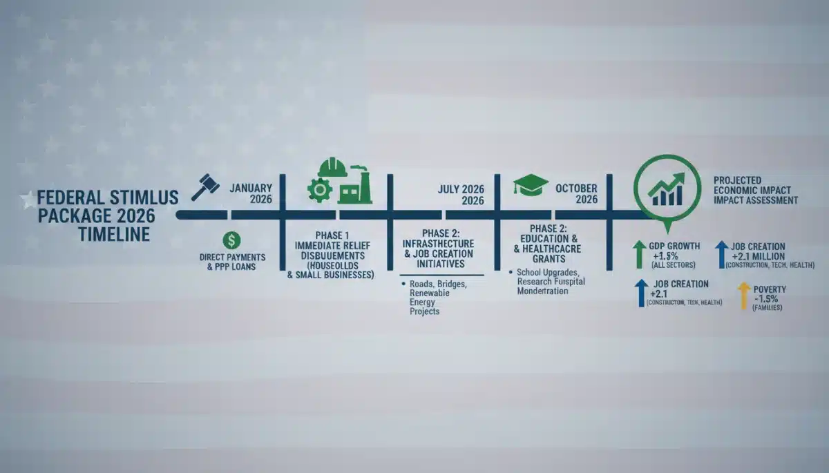 Timeline showing key dates and legislative milestones for the Federal Stimulus Package 2026.