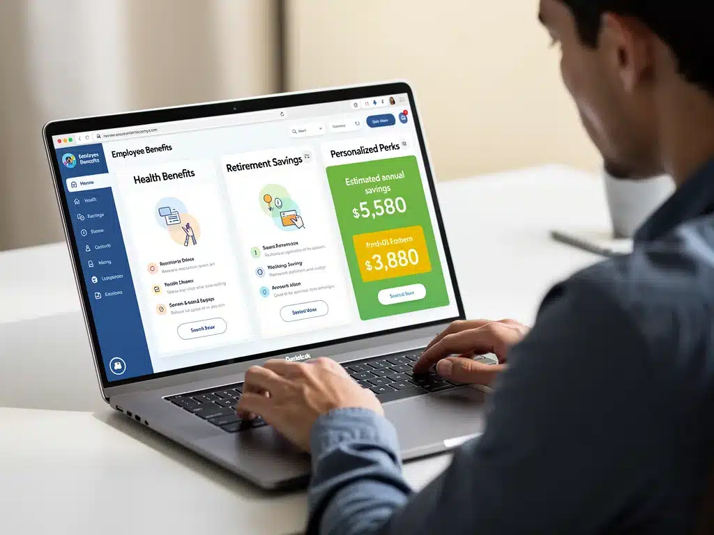 Navigating online benefits portal for personalized perks and savings