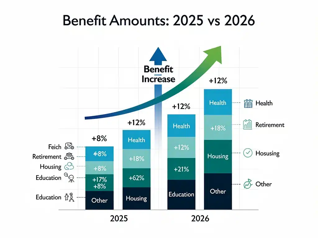 Chart showing increased benefit amounts from 2025 to 2026
