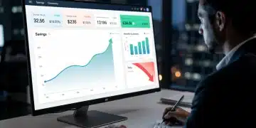 Person analyzing financial dashboard for expense management and savings in 2026.niche benefits.